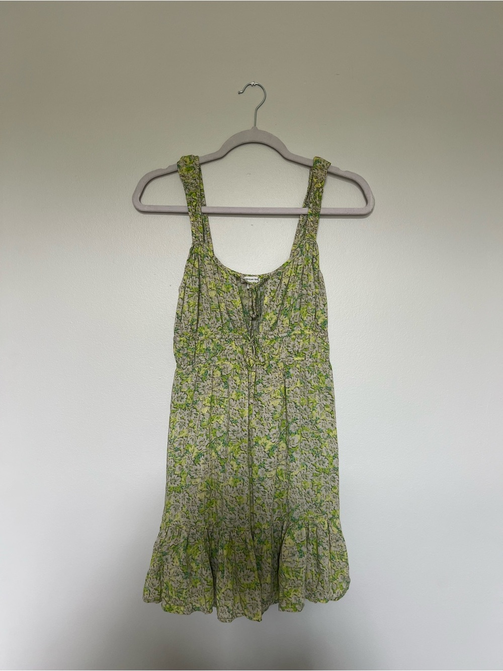 American Eagle Outfitters Light Green Floral Tie-Front Mini Dress - Picture 3 of 3